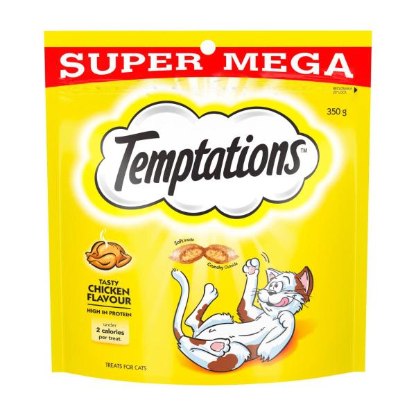 TEMPTATIONS CAT TREATS TASTY CHICKEN FLAVOUR 350G