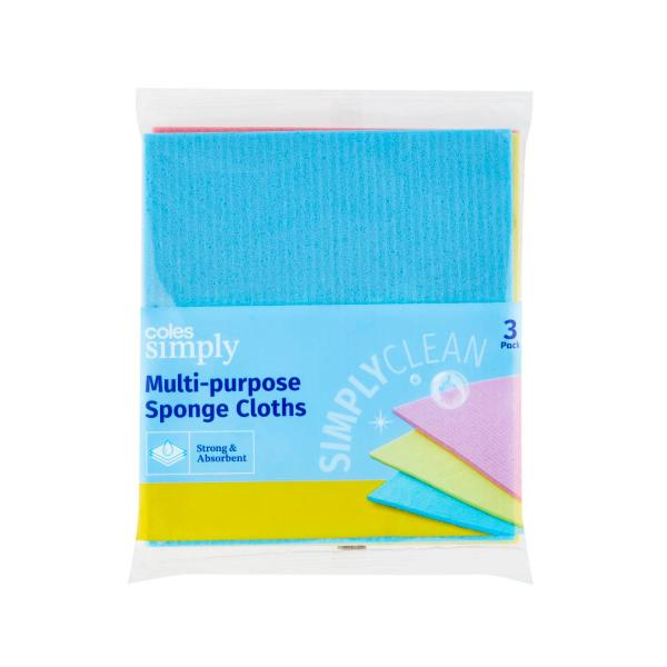 COLES SIMPLY MULTI-PURPOSE SPONGE CLOTHS 3 PACK