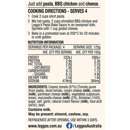 Leggo's Creamy Tomato & Mozzarella Pasta Bake Sauce 500g