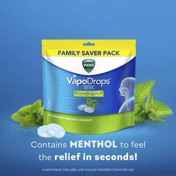Vicks VapoDrops Original Menthol Lozenges 70 pack