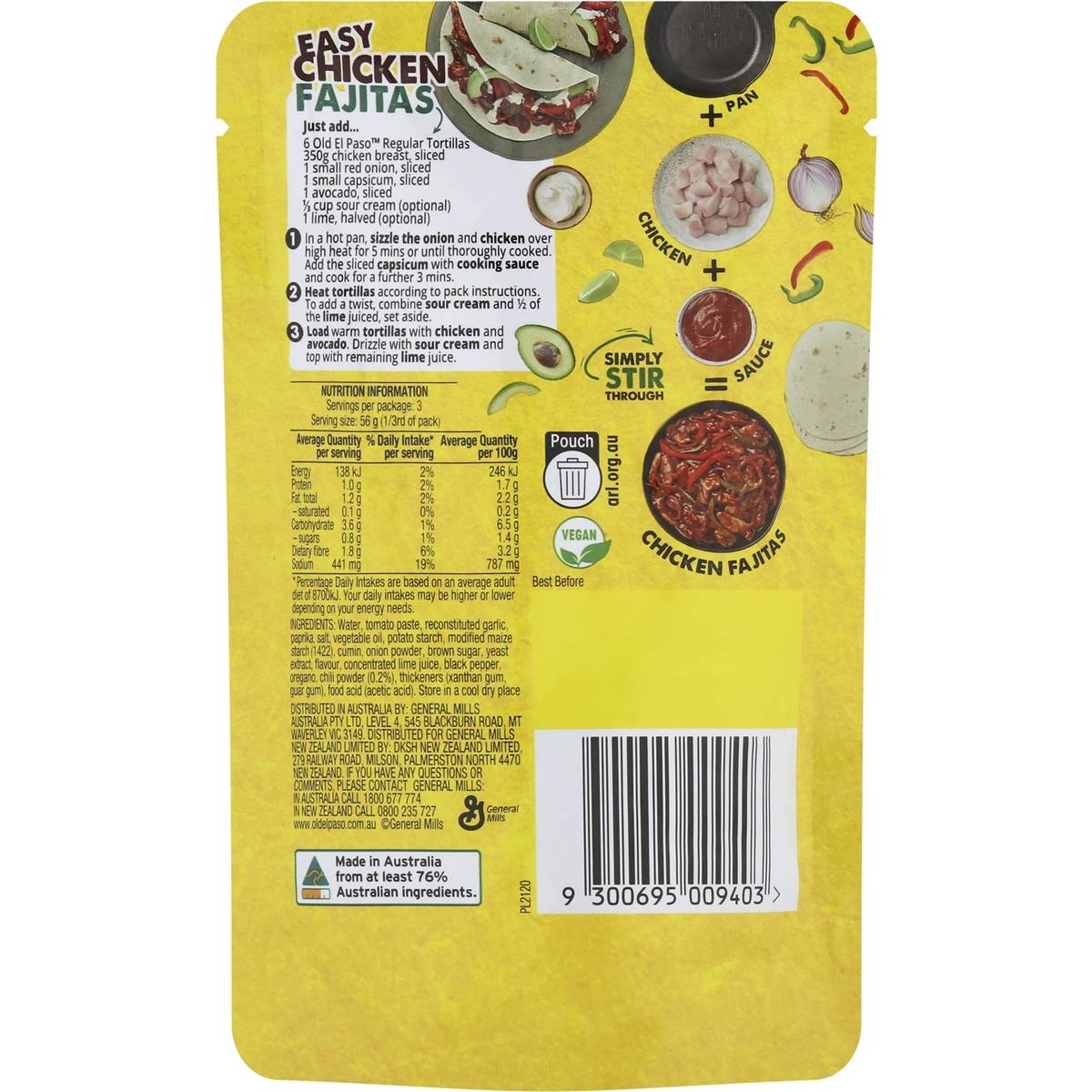 Old El Paso Sizzling Fajitas Mild Cooking Sauce 170g