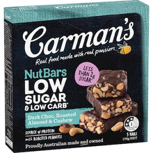 Carman's Low Sugar & Carb Nut Bar Dark Choc 170g