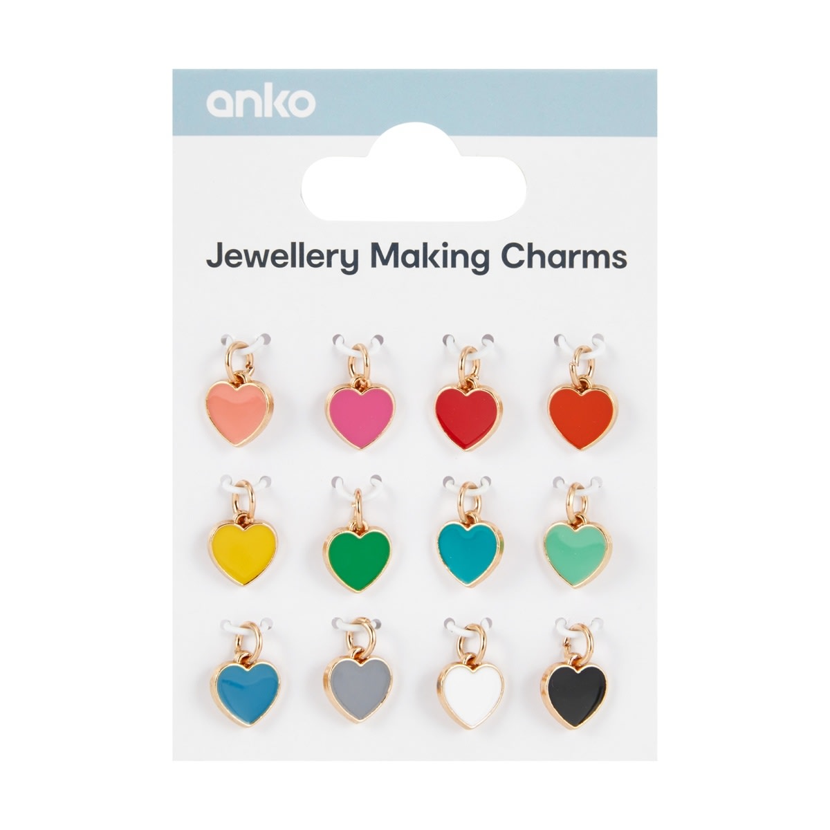 12 Piece Jewellery Making Charms - Heart