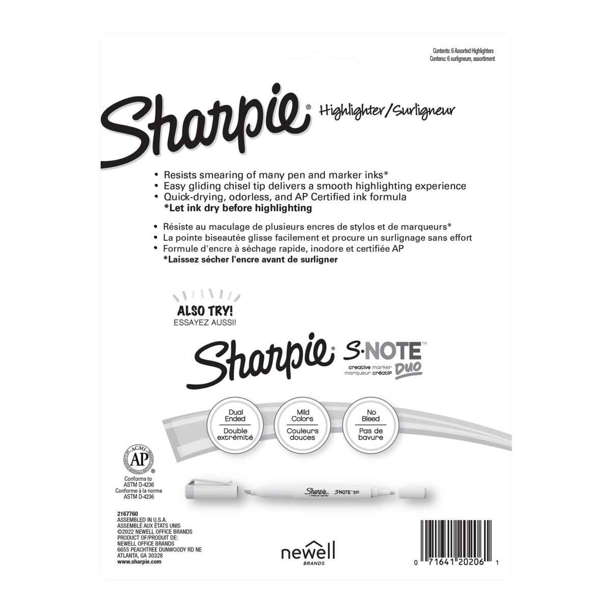 6 Pack Sharpie Highlighters - Pastel