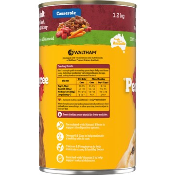 Pedigree Adult Wet Dog Food with Beef Vegies & Gravy Casserole Can 1.2kg