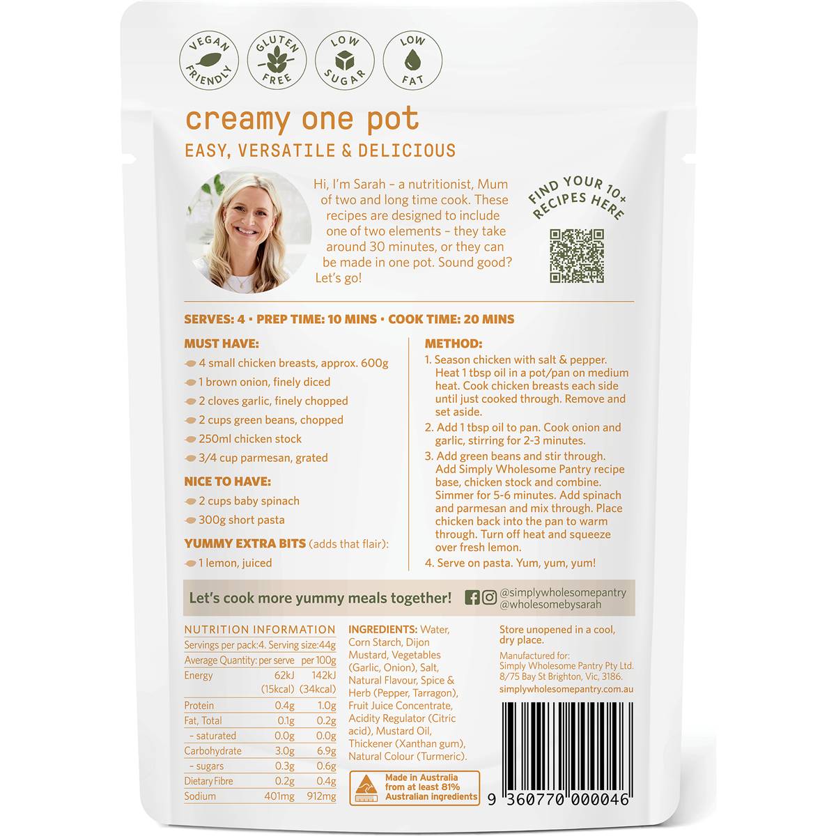 Simply Wholesome Pantry Creamy One Pot  All Natural Recipe Base 175g