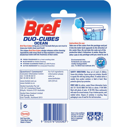 Bref Duo Cubes Blue Water Ocean Toilet Cleaner In Tank Block 50g x 2 pack