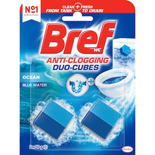 Bref Duo Cubes Blue Water Ocean Toilet Cleaner In Tank Block 50g x 2 pack