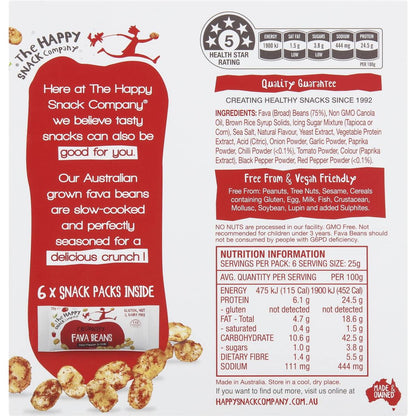 The Happy Snack Company Roasted Fava Beans Red Pepper & Chilli 6 Pack
