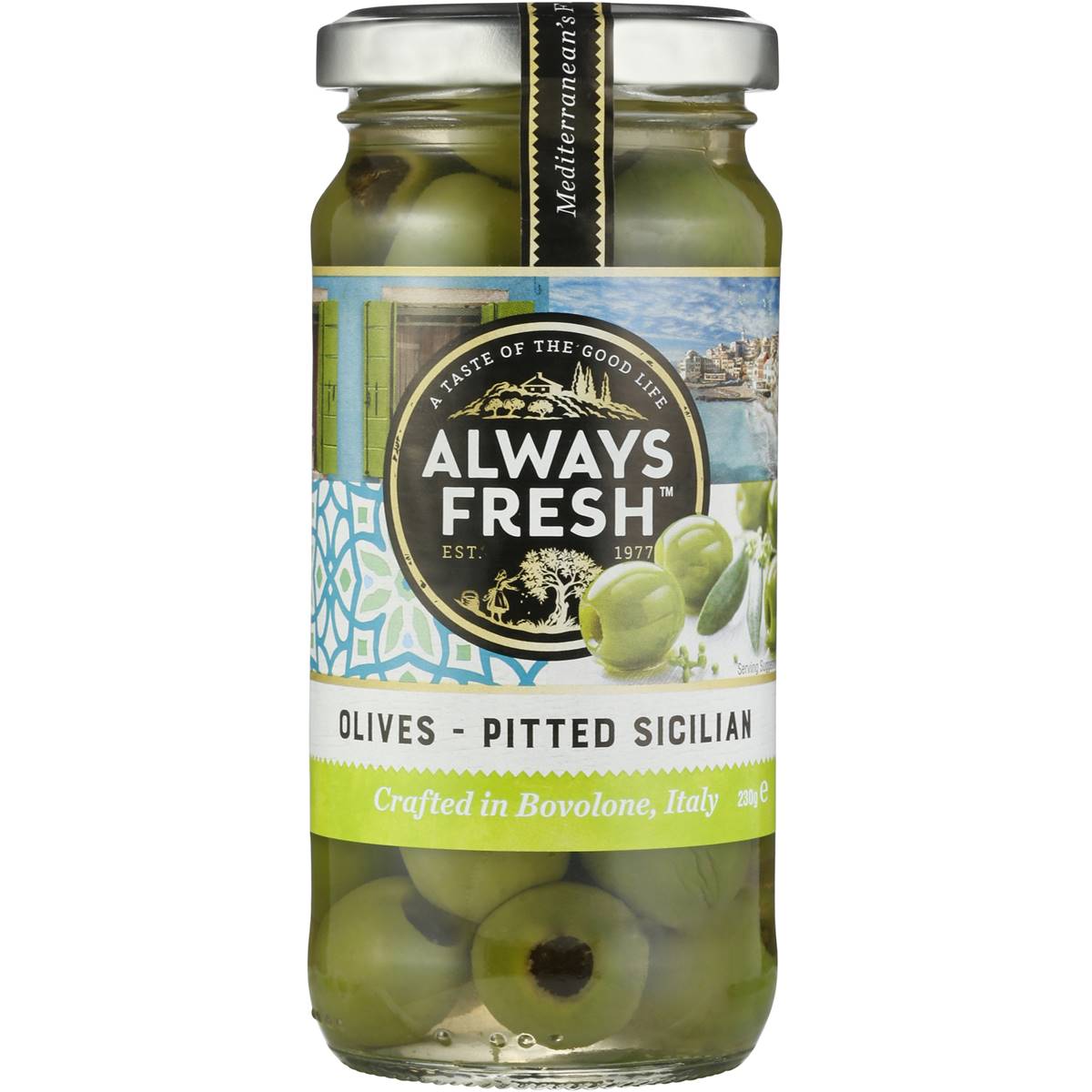 Always Fresh Sicilian Olives Pitted 230g