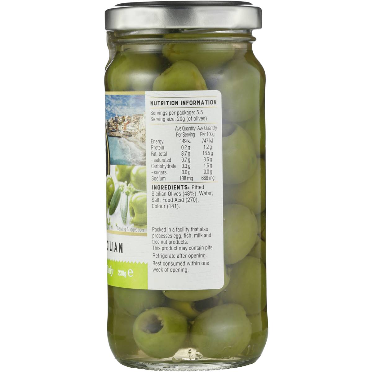 Always Fresh Sicilian Olives Pitted 230g