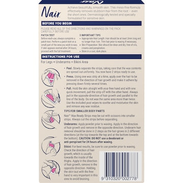 Nair Sensitive Wax Strips 40 pack