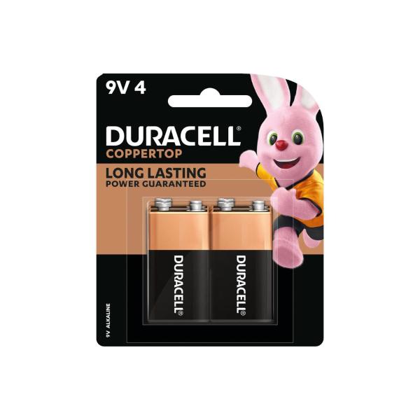 DURACELL COPPERTOP 9V ALKALINE BATTERIES 4 PACK
