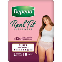 Depend Real Fit Super Incontinence Underwear For Women Large 8 pack