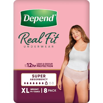 Depend Real Fit Super Incontinence Underwear For Women X-Large 8 pack