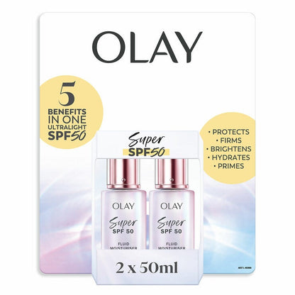 Olay Super SPF50 Fluid Moisturiser 2 x 50ml