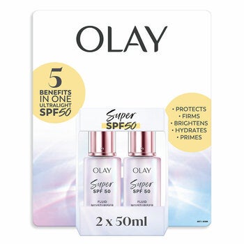 Olay Super SPF50 Fluid Moisturiser 2 x 50ml