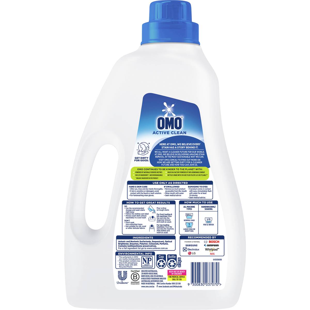 OMO Active Clean Laundry Liquid 2L