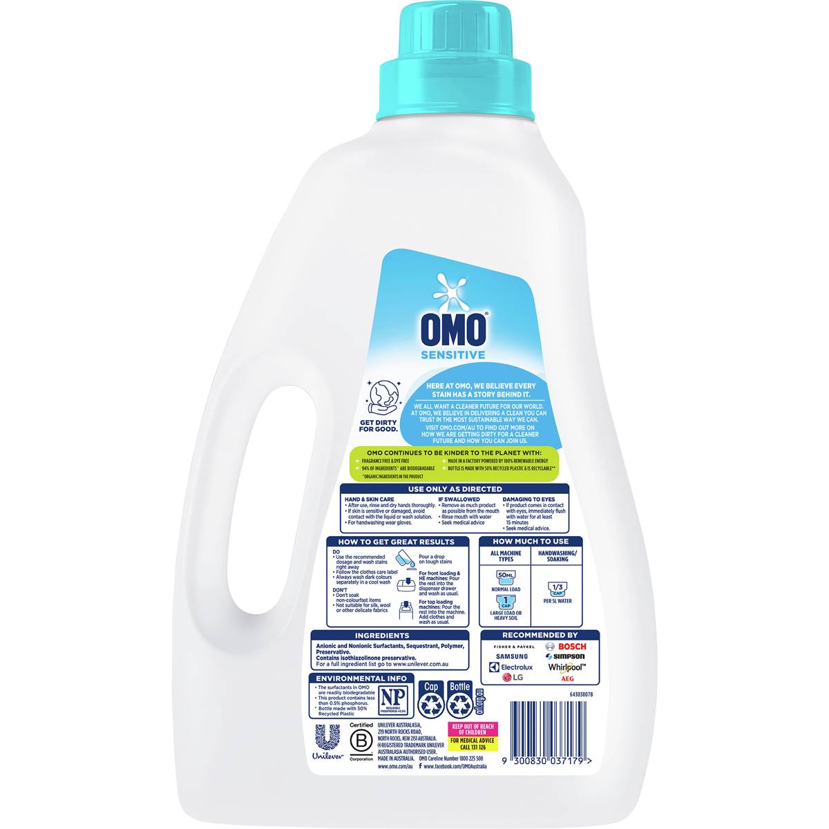 OMO Sensitive Laundry Liquid 2L