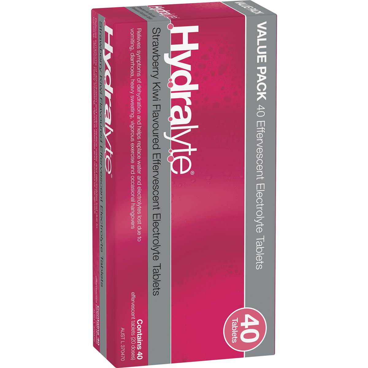 Hydralyte Effervescent Electrolyte Tablets Strawberry Kiwi 40 pack