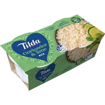 Tilda Microwave Coriander & Lime Rice Cups 125g x 2 pack