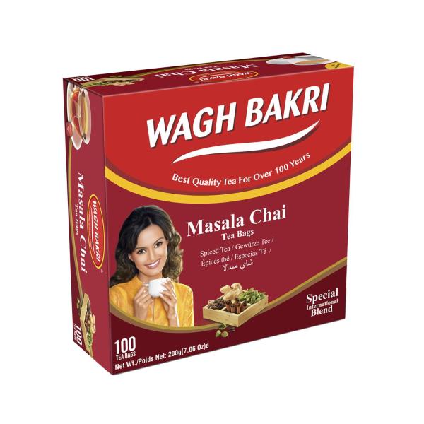 WAGH BAKRI MASALA CHAI TEA BAGS 100PK 200G