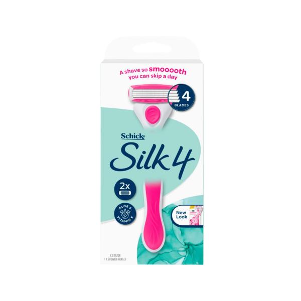 SCHICK SILK 4 RAZOR KIT WITH 2 BLADES 1 EACH