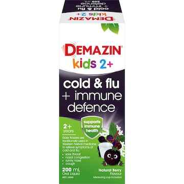 Demazin Kids 2+ Cold & Flu + Immune Defence Oral Liquid 200mL