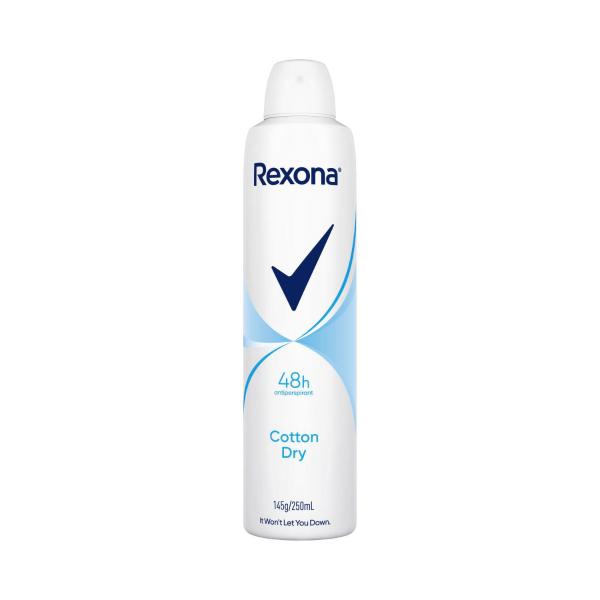 REXONA WOMEN DEODORANT 48HR AEROSOL COTTON DRY 250ML