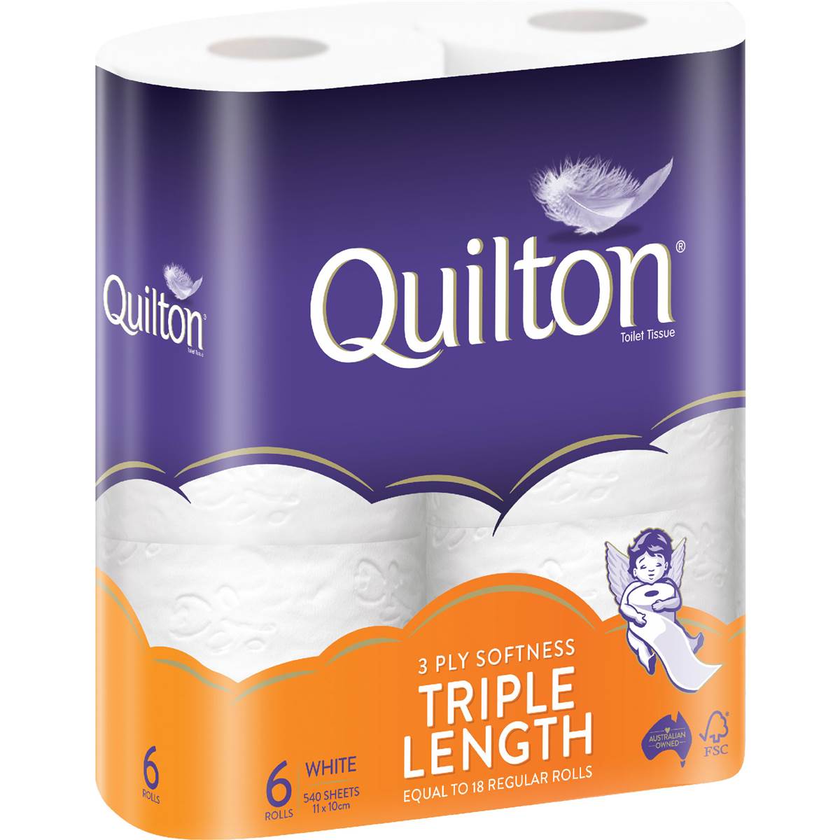 Quilton Toilet Paper Triple Length 3ply 540 Sheets 6 Pack