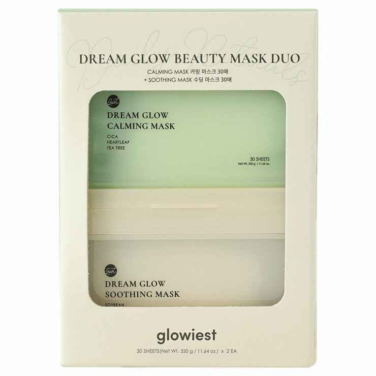 Glowiest Dream Glow Beauty Mask Duo Soothing + Calming 2 x 30 Count