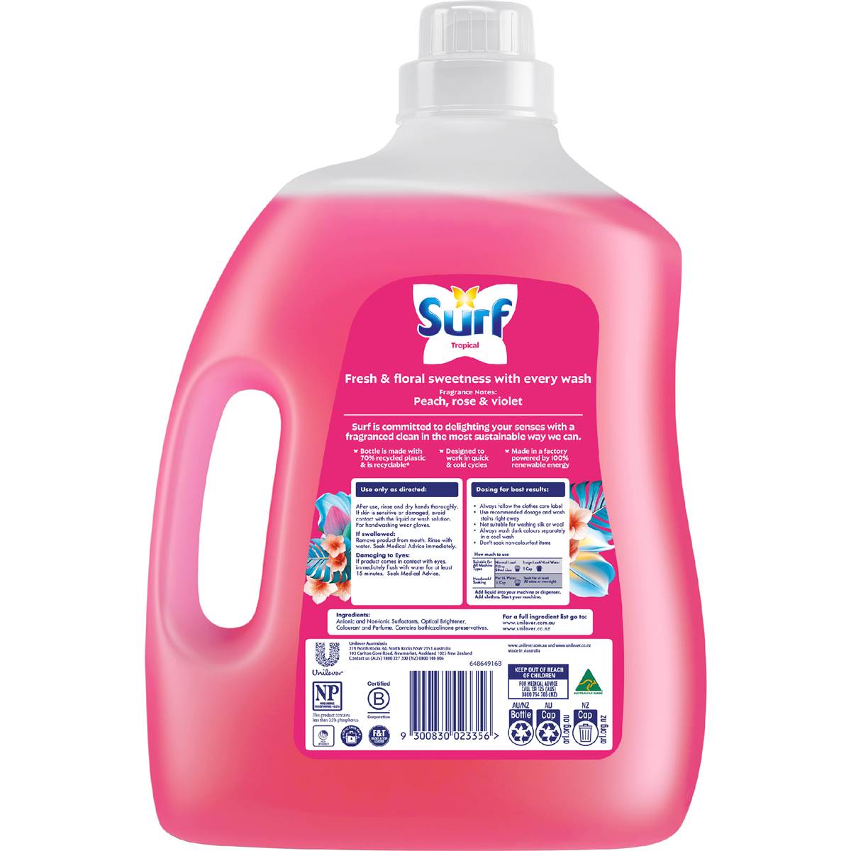 Surf Liquid Washing Detergent Tropical 80 Washes 4 l