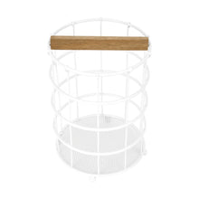 Off White and Acacia Utensil Holder