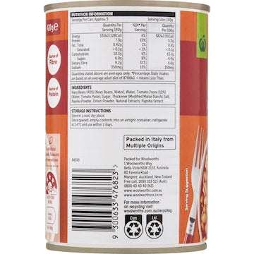 Woolworths Baked Beans In Tomato Sauce 420g