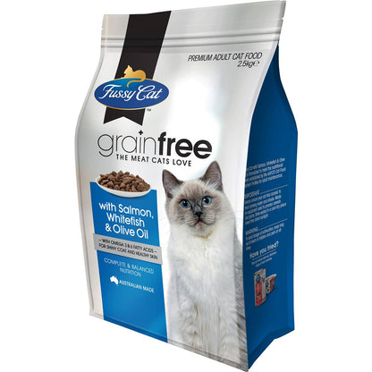 Fussy Cat Grain Free Adult Dry Cat Food Salmon Whitefish & Olive Oil 2.5kg