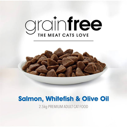 Fussy Cat Grain Free Adult Dry Cat Food Salmon Whitefish & Olive Oil 2.5kg