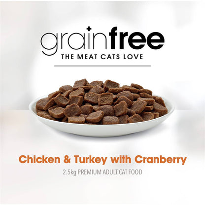 Fussy Cat Grain Free Adult Dry Cat Food Chicken & Turkey & Cranberries 2.5kg