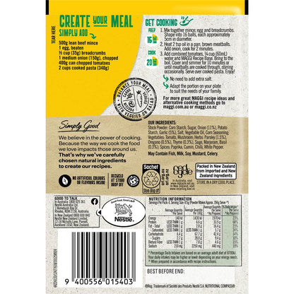 Maggi Dry Recipe Bases Italian Style Mediterranean Meatballs 38g