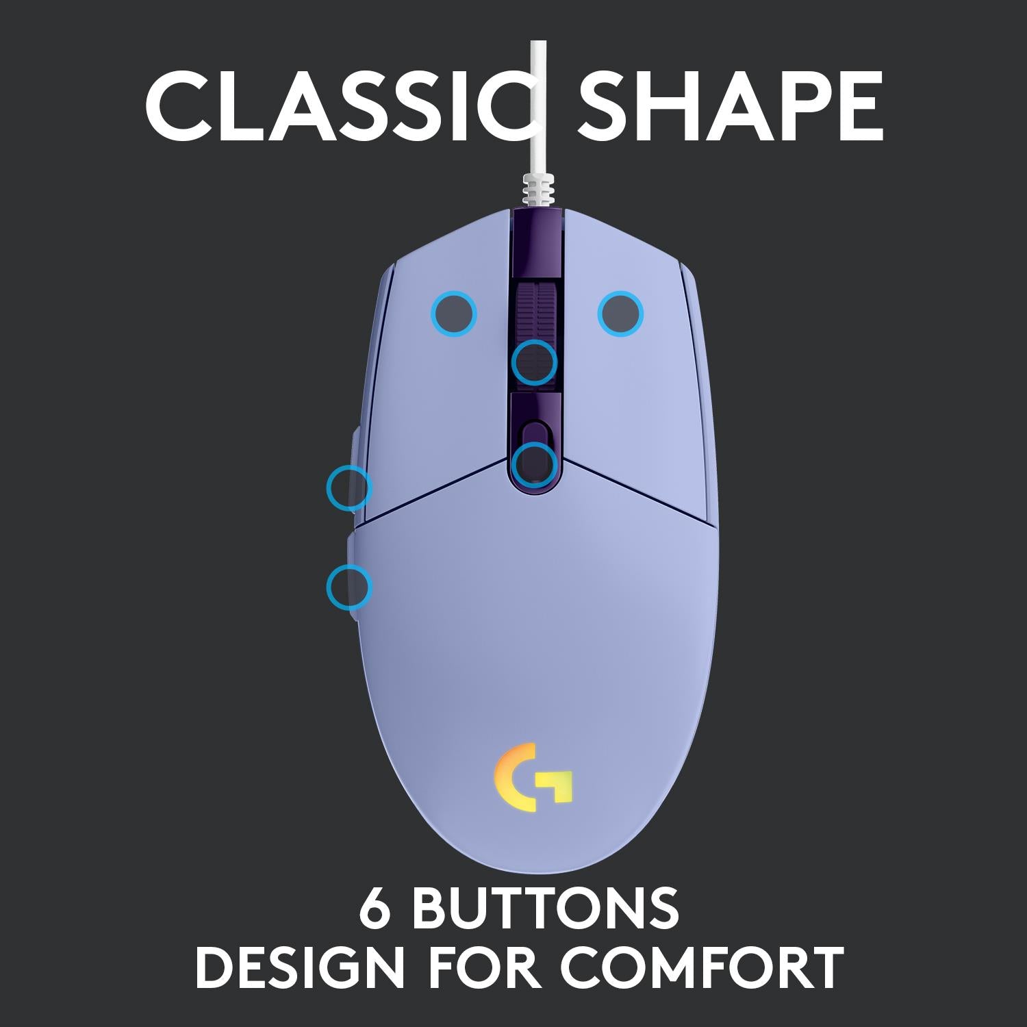 Logitech G203 LIGHTSYNC Gaming Mouse (Lilac)