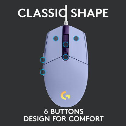 Logitech G203 LIGHTSYNC Gaming Mouse (Lilac)