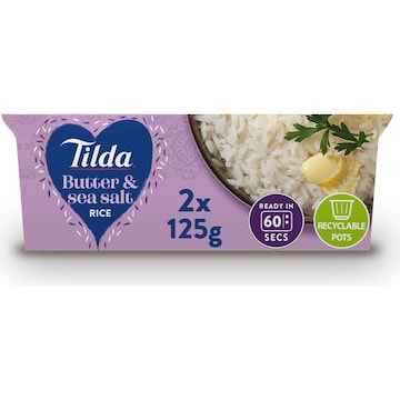 Tilda Microwave Butter & Sea Salt Rice Cups 125g x 2 pack