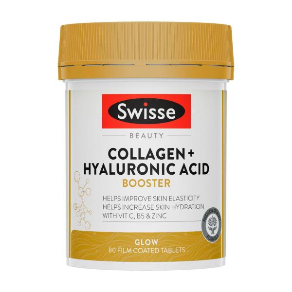 SWISSE BEAUTY COLLAGEN & HYALURONIC ACID TABLETS 80PK