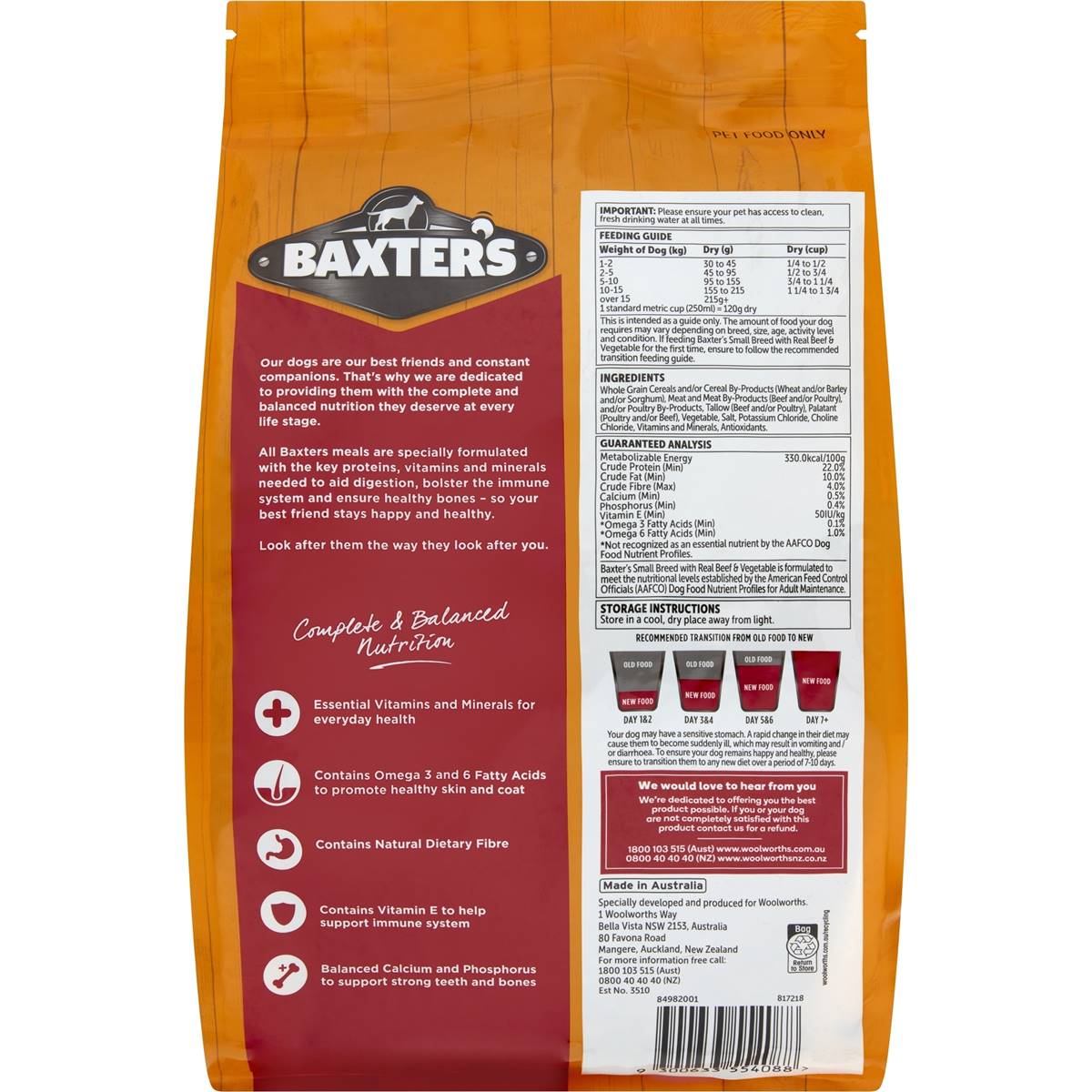 Baxter's Dry Dog Food Small Breed Beef & Vegetables 3kg