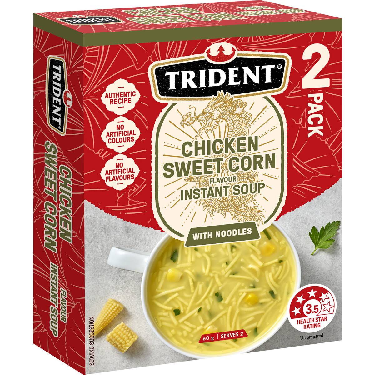 Trident Chicken Sweet Corn Flavour Instant Soup With Noodles 2 pack