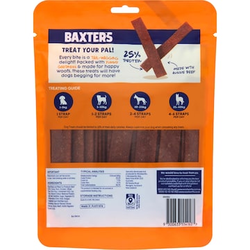 Baxter Straps Beef Dog Treats 500g