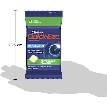 Quick-Eze Heartburn & Indigestion Relief Chewy Peppermint 24 pack