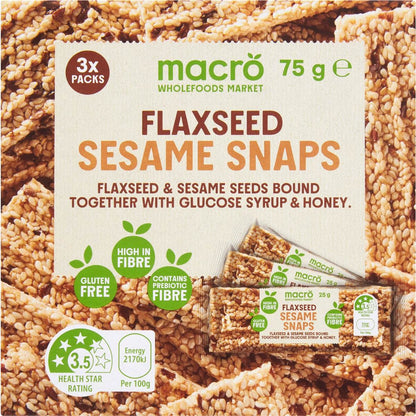 Macro Flaxseed Sesame Snaps 3 pack
