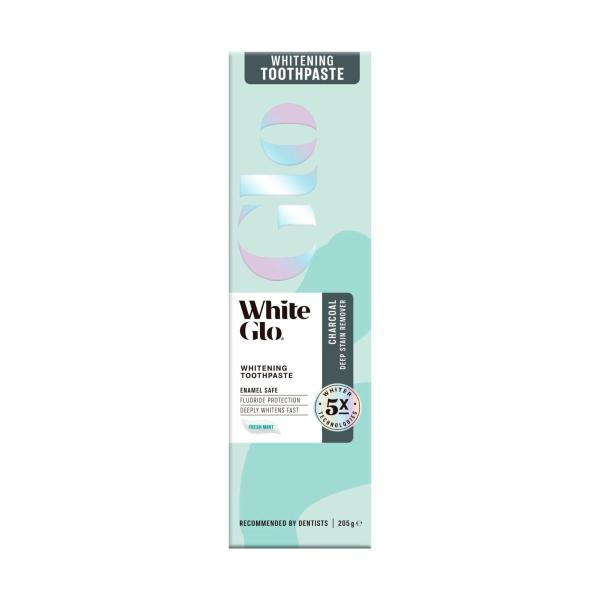 WHITE GLO CHARCOAL DEEP STAIN REMOVER WHITENING TOOTHPASTE 205G