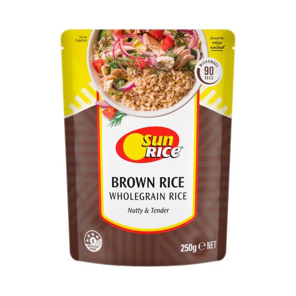 SUNRICE MICROWAVE BROWN RICE POUCH 250G