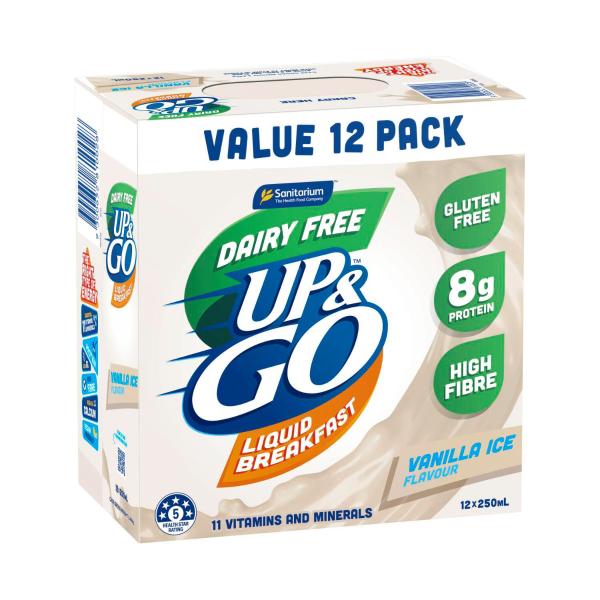 SANITARIUM UP&GO LIQUID BREAKFAST FRIDGE PACK DAIRY FREE VANILLA 12X250ML